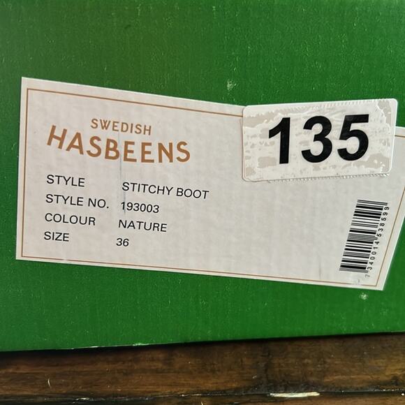 Swedish Hasbeens Stitchy  Leather Ankle Boot Wood Clog Midsole NEW EU 36 US 6 - Picture 9 of 9